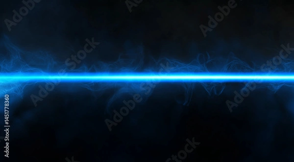 Obraz Long horizontal blue lightsaber vector on transparent  background
