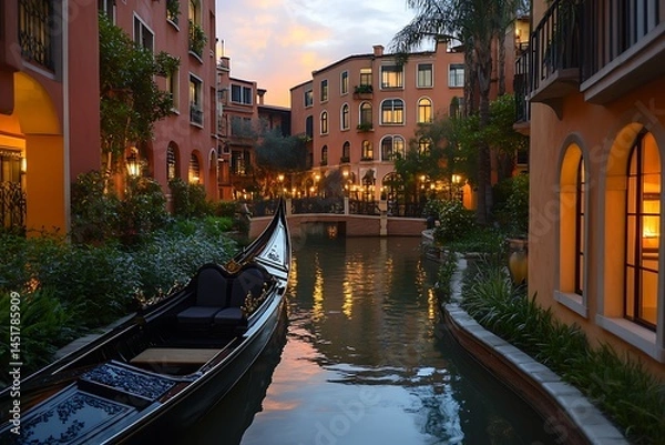 Obraz A Gondola Gliding Through the Canals of Venice at Sunset