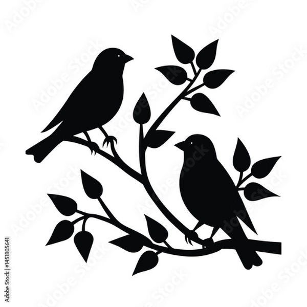 Fototapeta Vector Birds on Branch Artistic Design
