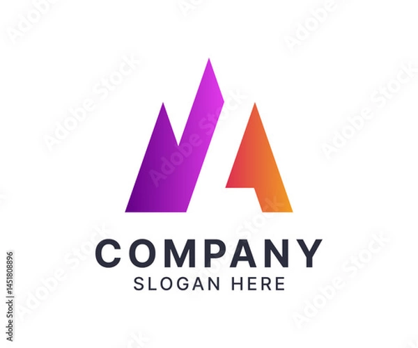 Obraz Abstract Letter A Logo with Mountain Peaks. Initial letter A vector logo icon design.