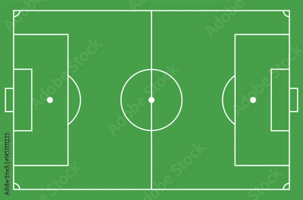 Fototapeta Scheme of the soccer field. Football field. Green sports field with white markings.