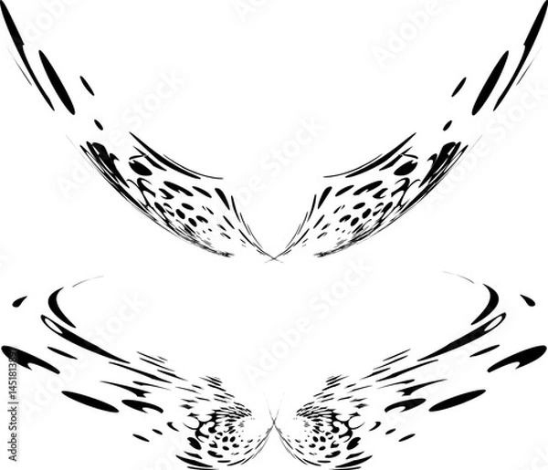 Obraz Dotted halftone wings soaring and embracing in set. Vector.