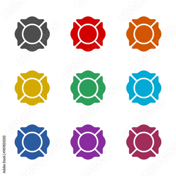 Obraz Fire Department badge Illustration icon isolated on white background. Set icons colorful