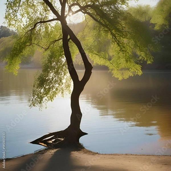 Fototapeta a tree and the river