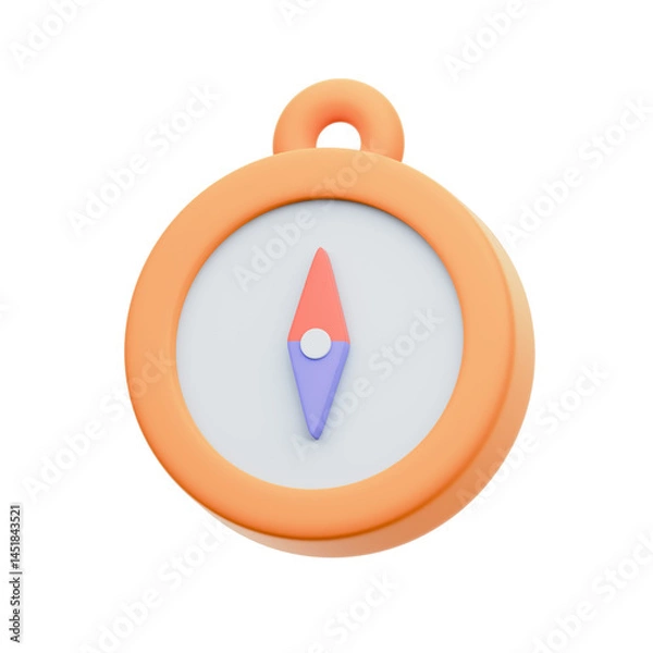 Fototapeta Cartoon Compass 3D Rendering Icon Isolated Transparent Background