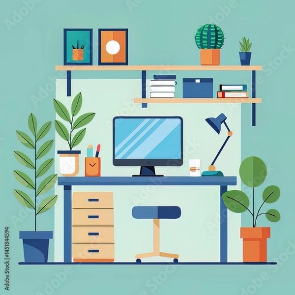 Fototapeta Modern Home Office Setup