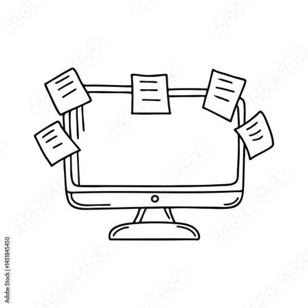 Fototapeta Sticky notes arranged around the edges of a monitor screen