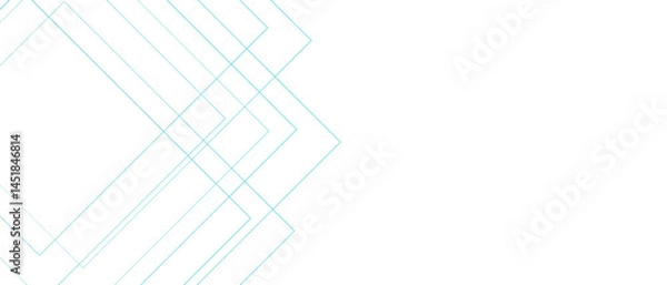 Fototapeta Abstract minimalist geometric background with diagonal lines in soft pastel cyan on a clean white canvas. Modern airy tech-inspired aesthetic. Ideal for UI backgrounds, presentations.