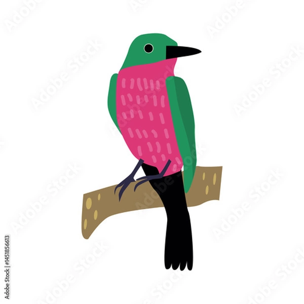 Obraz Exotic bright colorful titmouse. Vector illustration