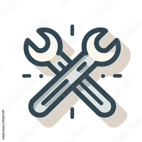 Fototapeta vector crossed wrenches icon representing tools and maintenance in neutral colors, copy space