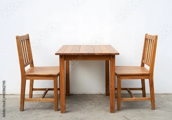 Fototapeta Small wooden table and chairs set