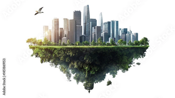 Fototapeta Floating corporate sustainability KPI tracker dashboard, isolated, PNG format, transparent background. Varient 3