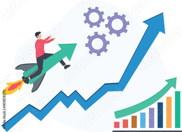 Fototapeta Project boost or performance enhancement, focusing on accelerating project progress or improving results, identifying key objectives or milestones for success, optimizing resource allocation or task 