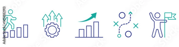Obraz Editable line icon set of ambition, progress and personal growth. vector stock. 
