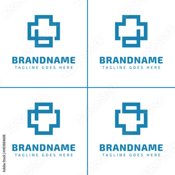 Fototapeta Letter B D P Q Medical Cross Logo, symbolizing health, care, and medical professionalism