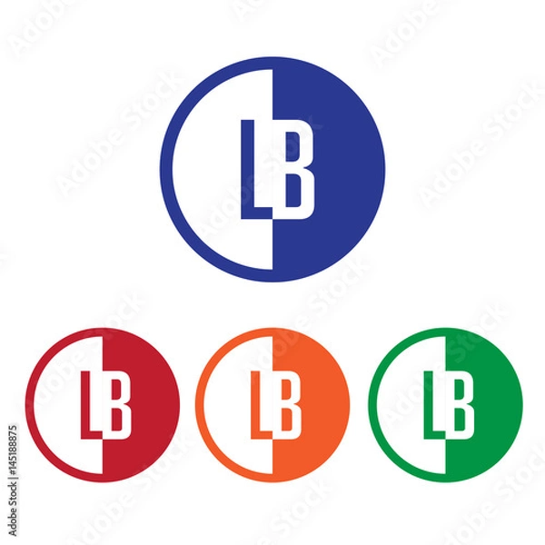 Obraz LB initial circle half logo blue,red,orange and green color