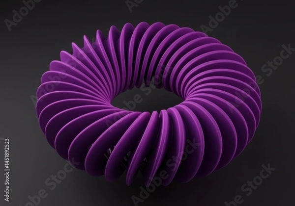 Fototapeta Purple torus with corrugated design on dark background