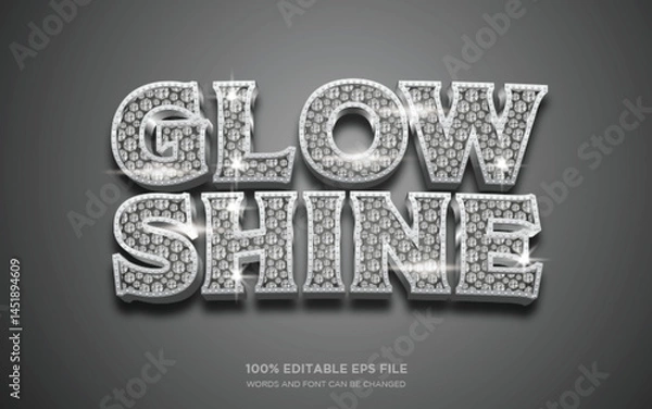 Fototapeta Glow and Shine diamond 3D editable text style effect	
