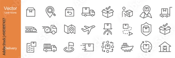 Fototapeta Delivery Icons - Vector Line Icons. Editable Stroke. Vector Graphic