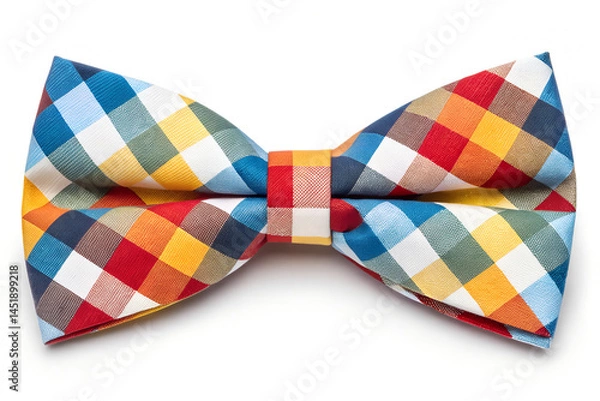 Fototapeta "Vibrant Checkered Plaid Bow Tie with Colorful Fabric Pattern"