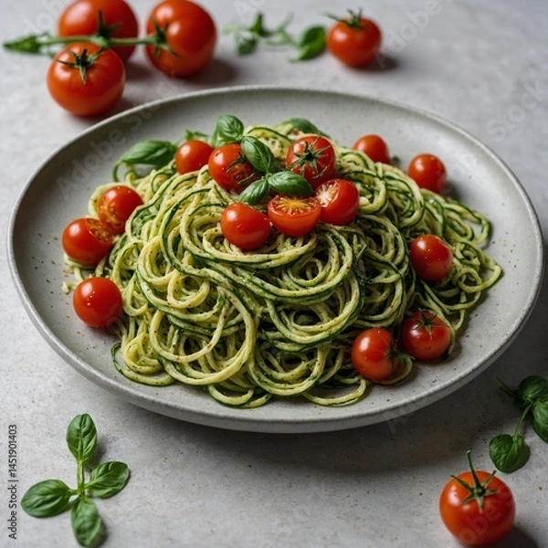 Fototapeta  Zucchini Noodles with Pesto