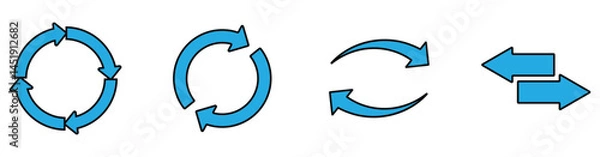 Obraz Transfer, swap, exchange, spin, flip concept. Circular arrow editable stroke outline icon isolated on white background flat vector illustration.