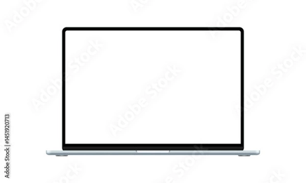 Obraz Modern Blue Laptop Mockup With Blank Screen, Front View, Isolated On White Background. Vector Illustration