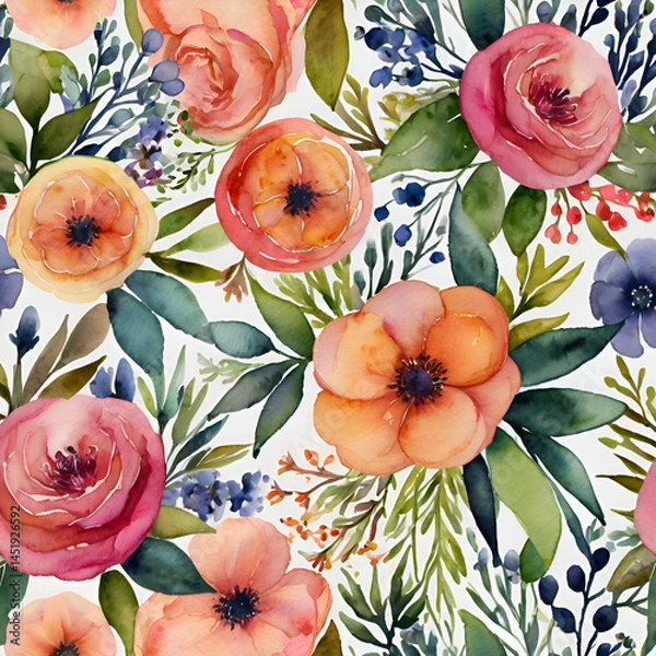 Fototapeta seamless pattern with roses