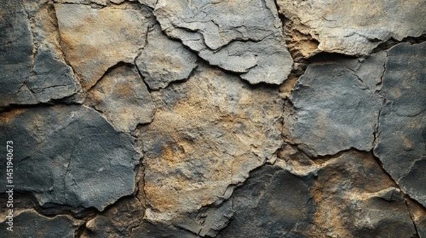 Obraz Textured, weathered stone wall surface.