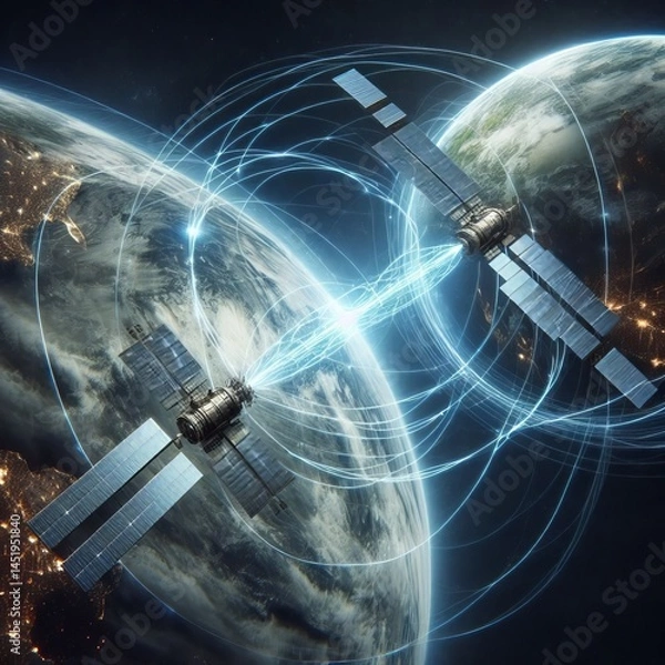 Fototapeta Satellites Visualization of two company satellites