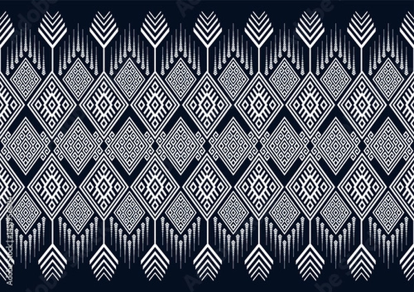 Fototapeta Native geometric ethnic pattern vector vintage black and white graphic design for clothing, home decoration, carpet, fabric. Traditional border graphic eps10 vector.