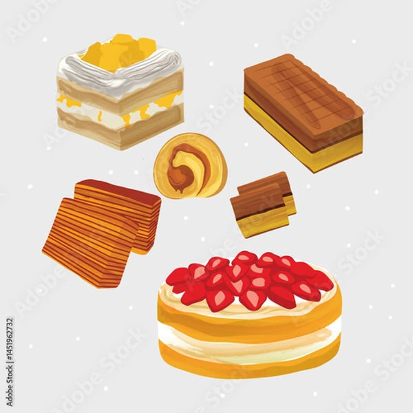 Obraz sweet cake collection dessert layer
