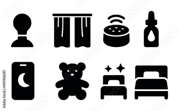 Obraz Home and interior solid icons set – filled, furniture and decor symbols collection