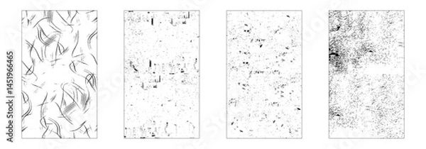 Obraz Grunge texture monochrome set elements with spotted canvases, traces soot or scratches caused by wear and tear vector illustration