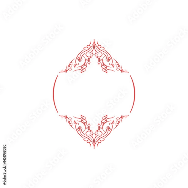 Obraz Antique Red Ornamental Frame. Floral Border for Stationery and Prin