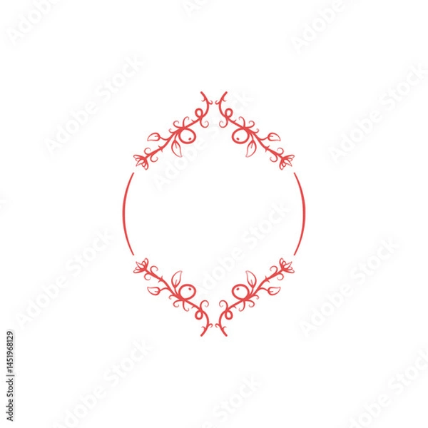 Obraz Classic Floral Frame for Wedding Invitations. Vintage Red Ornament