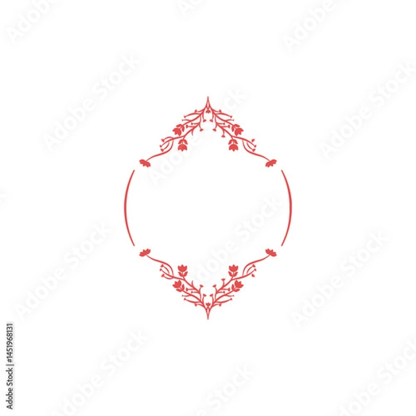 Obraz Classic Floral Frame for Wedding Invitations. Vintage Red Ornament