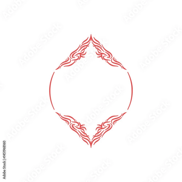 Obraz Classic Floral Frame for Wedding Invitations. Vintage Red Ornament
