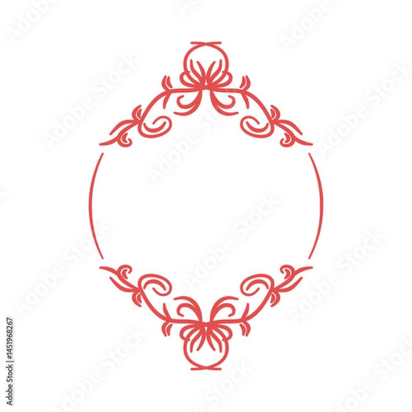 Obraz Classic Floral Frame for Wedding Invitations. Vintage Red Ornament
