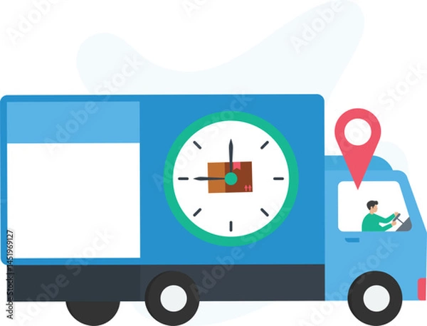 Fototapeta Delivery on time or punctual shipping, on-time delivery or timely arrival, delivery schedule or estimated arrival, guaranteed delivery or assured service, shipping deadline or time frame, fast deliver