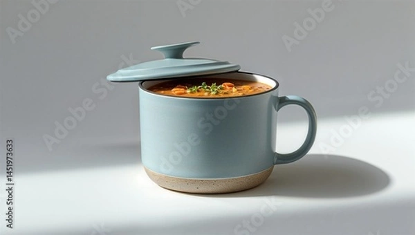 Fototapeta Photorealistic image of a microwave-safe soup mug with lid on a white background