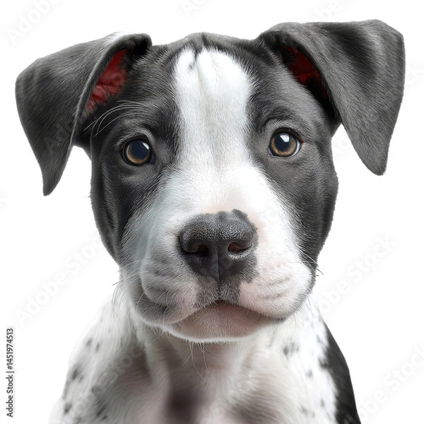 Fototapeta Charming pitbull puppy with captivating eyes brings joy and cuteness against a transparent background for all to admire