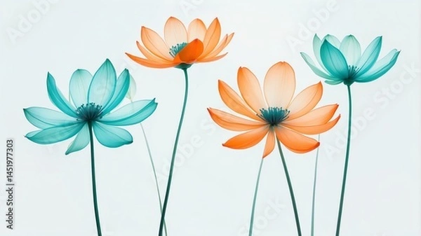 Obraz Translucent flowers with delicate petals in an elegant, minimalist composition7