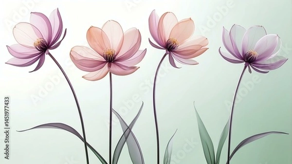 Fototapeta Translucent flowers with delicate petals in an elegant, minimalist composition23