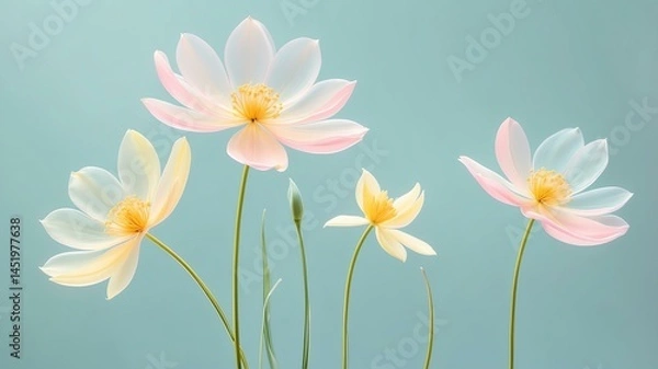 Obraz Translucent flowers with delicate petals in an elegant, minimalist composition40