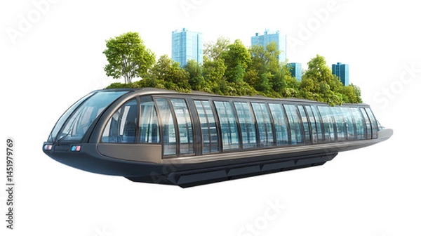 Fototapeta Floating public transportation carbon savings calculator, isolated, PNG format, transparent background. Varient 2