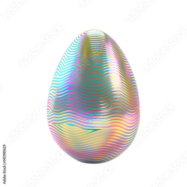 Obraz Iridescent Easter Egg: Holographic Egg Clipart, Background, Texture
