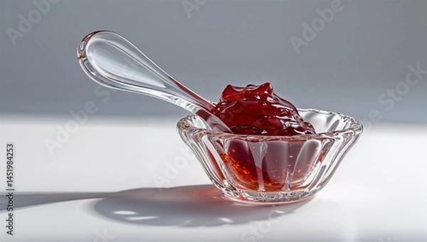 Fototapeta Photorealistic image of a glass jam scoop riser in a clean isolated environment