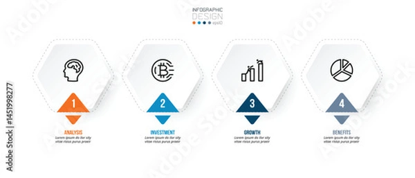 Fototapeta Infographic template business concept with step.
