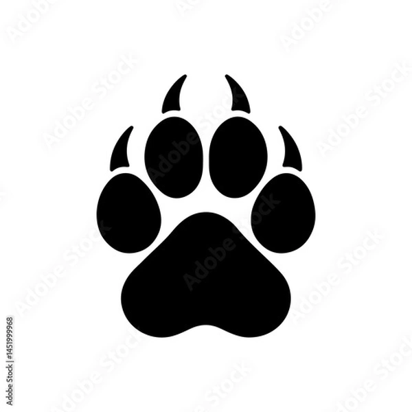 Obraz Bobcat foot Print  silhouette icon vector flat design.